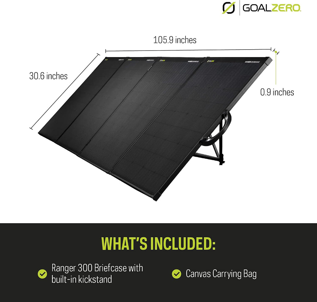 Goal Zero Ranger 300 Briefcase Solar Panels, Portable 300-Watt Solar Panels, Flexible Solar Panel for Outdoor Charging Station