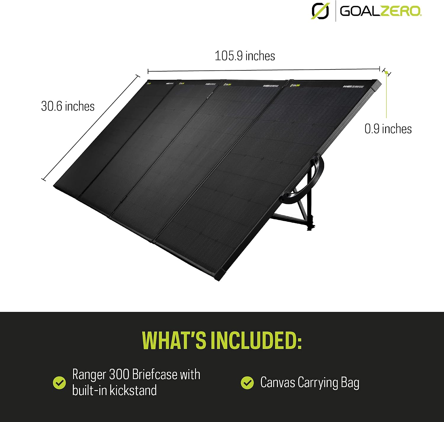 Goal Zero Ranger 300 Briefcase Solar Panels, Portable 300-Watt Solar Panels, Flexible Solar Panel for Outdoor Charging Station