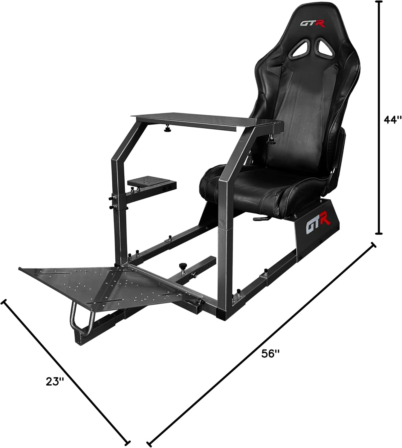 GTR Simulator GTA Model Racing Simulator Cockpit – Majestic Black Frame with Adjustable Black Leatherette Seat | Driving Gaming Chair for PC, Xbox, PS5 | Compatible with Logitech, Fanatec, Moza