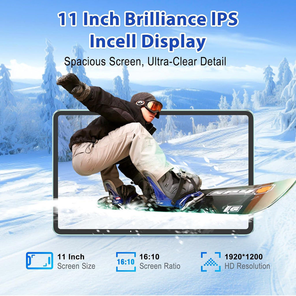 Android 15 Tablet, 11 Inch Tablet with 8000 mAh, Octa-Core, 20GB RAM 128GB ROM 1TB Expansion, 1920x1200, 5MP+8MP, 2.4G/5G WiFi, Support GMS GPS Face Unlock Parent Control, Case Included