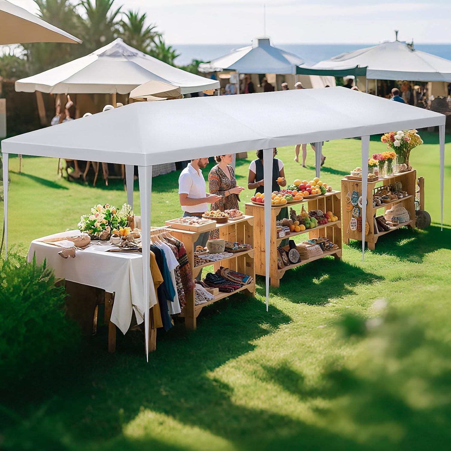 Outdoor Party Tent Wedding Birthday Tents for Parties Canopy Tent with Removable Sidewalls & Transparent Windows Outside Gazebo Event Tent for Garden Patio and Backyard (10'x30' Without Sidewalls)