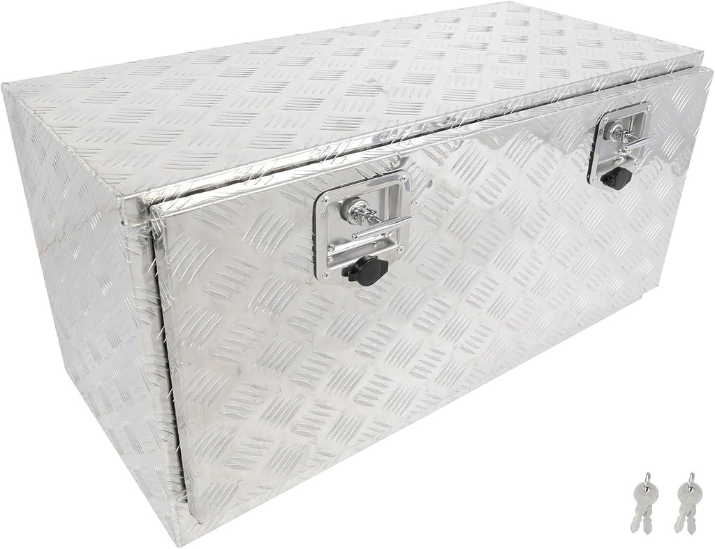 SCITOO 36 Inch Heavy Duty Truck Bed Tool Box,Aluminum Crossover Storage for Most Full Size Pickups,Lockable Weatherproof Diamond Plate Chest,Fits 36' Truck Beds,Easy Access to Load and Unload