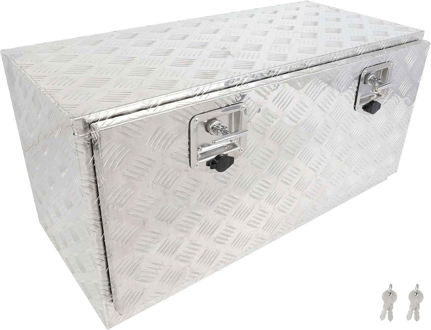 SCITOO 36 Inch Heavy Duty Truck Bed Tool Box,Aluminum Crossover Storage for Most Full Size Pickups,Lockable Weatherproof Diamond Plate Chest,Fits 36' Truck Beds,Easy Access to Load and Unload