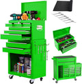 8-Drawer Rolling Tool Chest – 2-in-1 Lockable Tool Box with Wheels, Sliding Drawers & Detachable Top – Garage & Workshop Storage Cabinet, Green