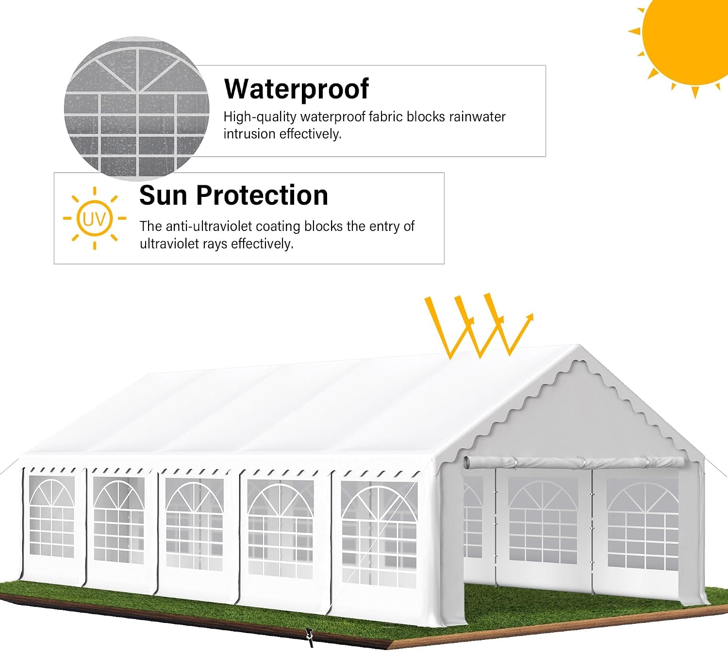 HERA'S PALACE 16'x 32' Outdoor Tents for Parties Large Canopy Tent with 12 Removable Sidewalls Heavy Duty Party Tent for Graduation Wedding and Birthday (White)