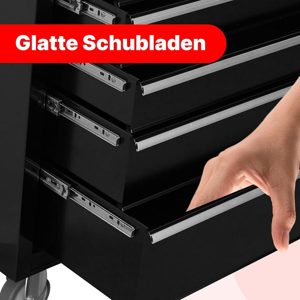 Tool Cabinet Tool Cart 24.2inch with 6 Drawers and Wheels, Metal Rolling Tool Box Locked Drawers Storage Organizer Cabinet Suitable for Garage, Warehouse, Repair Shop, Workshop
