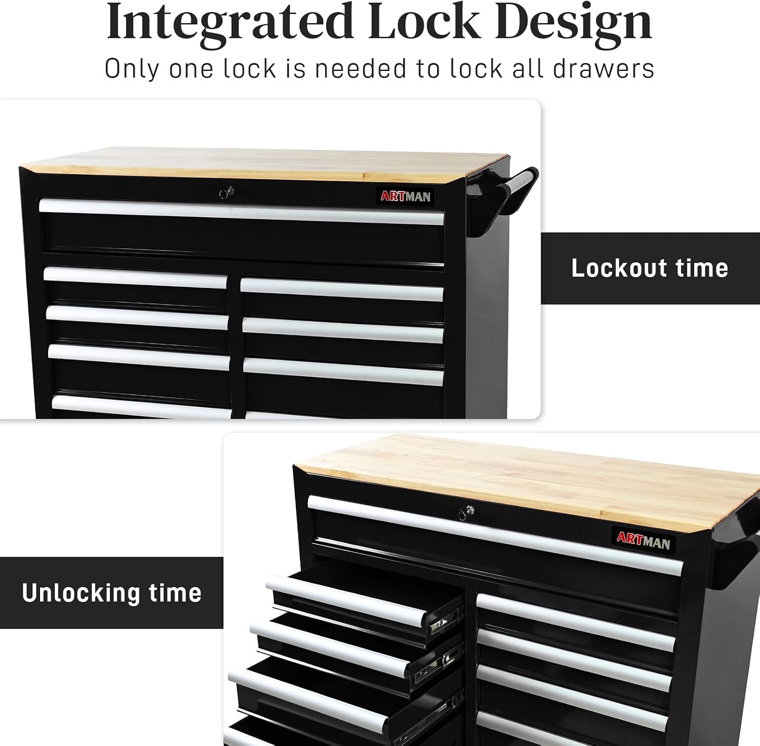 Rolling Tool Chest with Wheels, 9 Drawer Metal Tool Cabinet, Large Tool Cart for Garage, Warehouse, Workshop, Repair Shop, Black