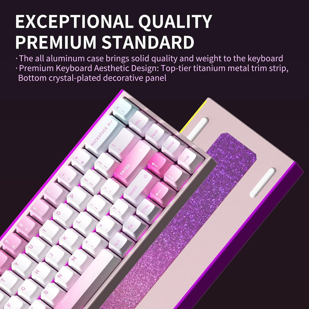Hexgears MAG68-65% Mechanical Gaming Keyboard Wired, Magnetic Switch Hot-Swappable, Adjustable Rapid Trigger Mode, 8000Hz Polling Rate, All-Aluminum Case, 16.8M RGB Backlit&Strip - Late Sakura