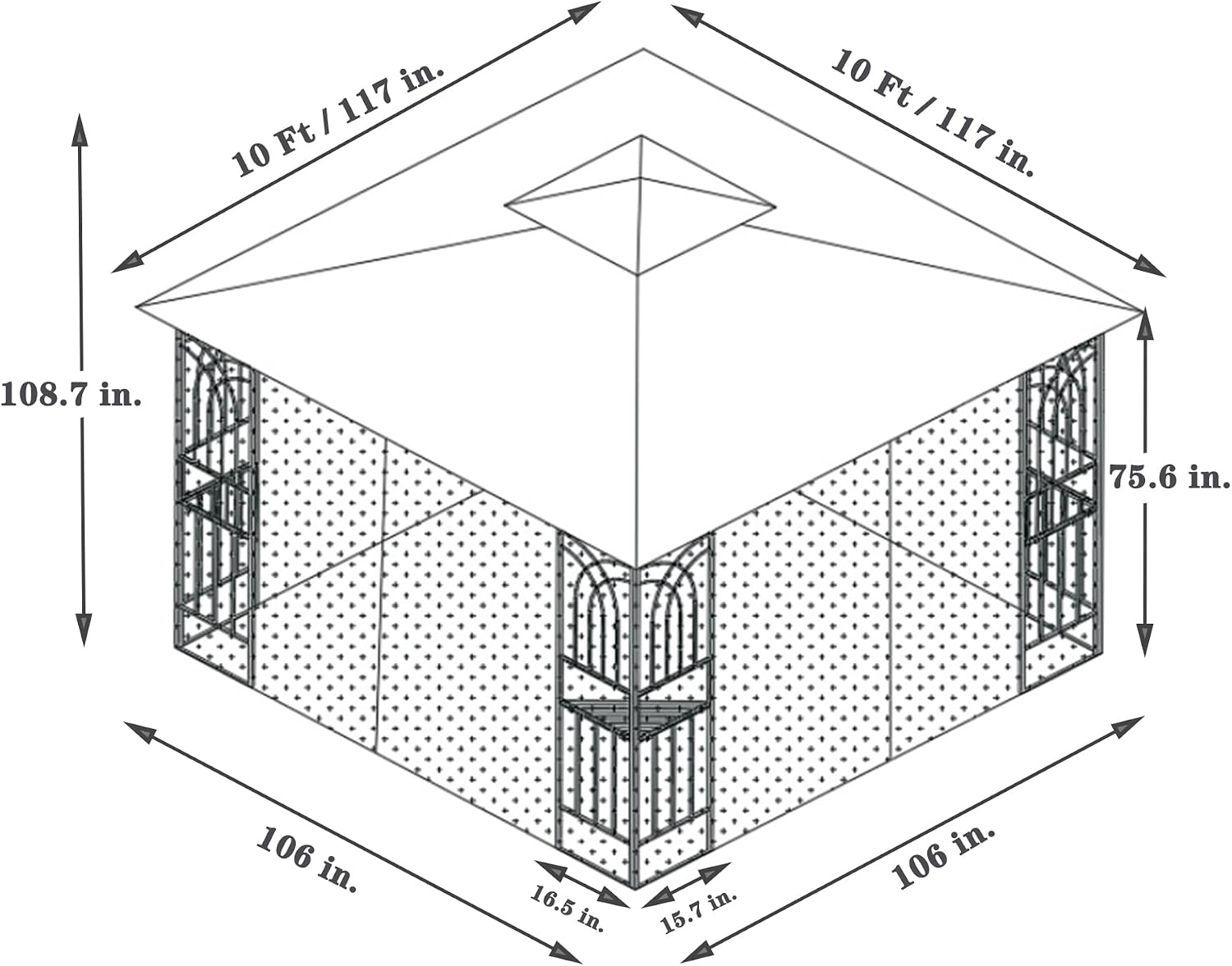 10x10 Outdoor Patio Gazebo, Heavy Duty Soft Top Gazebo with Shelves and Netting, Waterproof Canopy Gazebo with Galvanized Steel Frame and Double Roof, Metal Gazebo for Deck, Backyard, Porch (Gray)