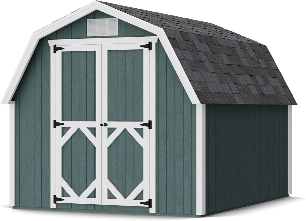 Little Cottage Co. 8x10 Classic Gambrel Barn with 4 ft. Sidewalls with Floor, Outdoor Wood Storage Shed Do-It-Yourself Precut Kit