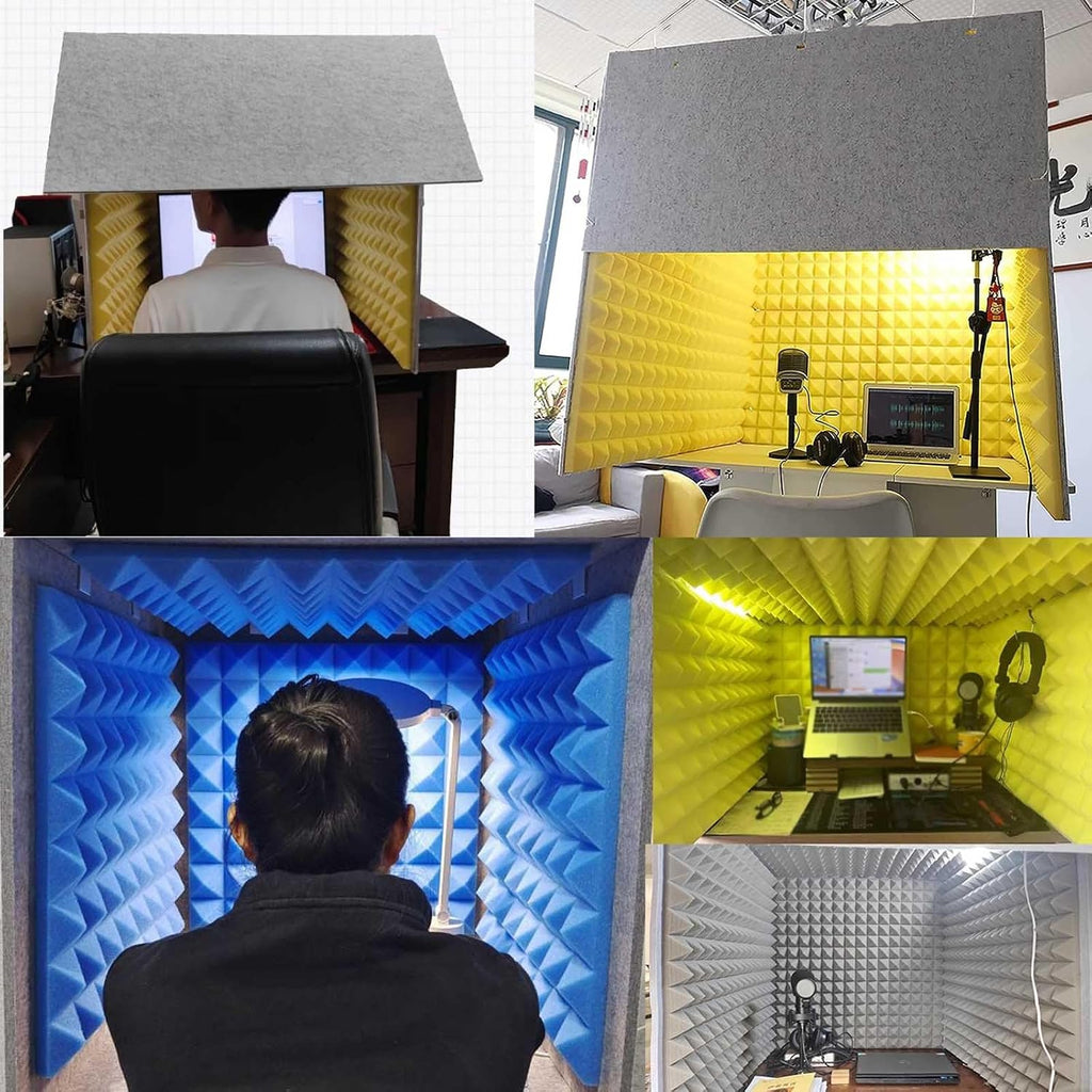 WORDFUN Microphone Isolation Booth Cube, Portable Vocal Recording Booth, Desktop Soundproof Cover, for Microphone Recording Equipment Podcasts Singing Gaming and Broadcasting
