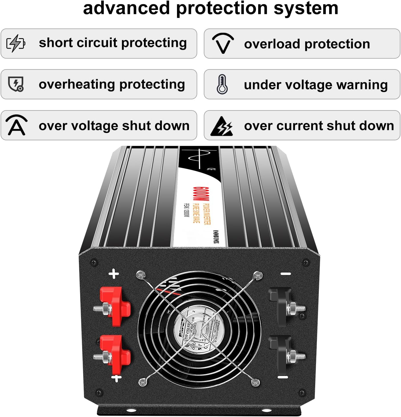 Xijia 5000W Pure Sine Wave Inverter 12V DC to 120V AC Converter for Off-Grid Solar System, Home Backup, RV, Truck – High Efficiency, Low Idle Power, Strong Load Capacity Peak 10000W