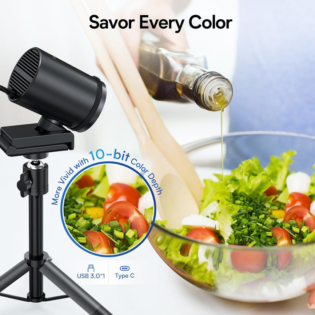 EMEET SmartCam S800-4K Webcam with Tripod for Streaming, Sony 1/2'' Sensor, Supports HDR, PDAF&TOF Dual-autofocus, 1080P@60FPS, Adjustable Heights with 360° Swivel Head, Perfect for Live Streaming