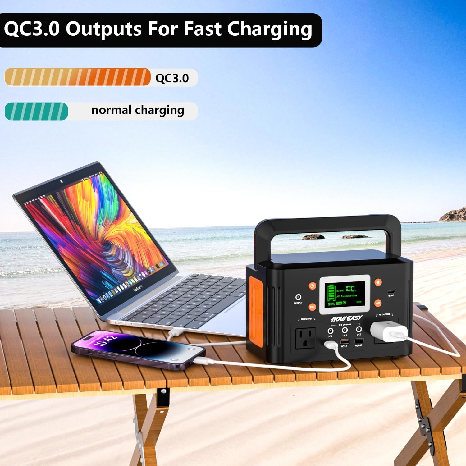 HOWEASY 260W Portable Power Station.178Wh Solar Generator with 2 110V/260W AC Power Socket Backup Power Supply, Suitable for CPAP, Outdoor Camping Travel Home Emergency