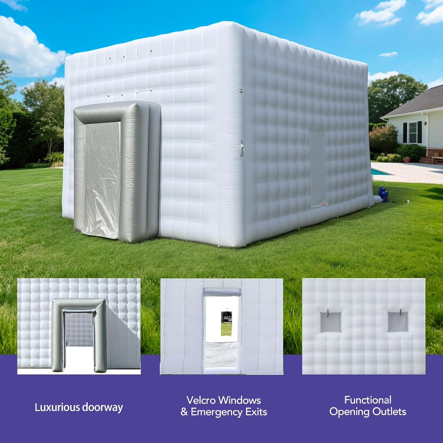 Giant 20x17x12' Inflatable Nightclub with Blower, Inflatable Outdoor Party Tent for Parties, Corporate Events, Festivals, and Special Gatherings - White