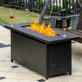 EcoNook 45 inch Propane Fire Pit Table,50000 BTU Gas Fire Pits Table with Lid & Lava Rock & Waterproof Cover, Outdoor Propane Firepit for Dining or Party, Outside, Patio, Garden, Yard