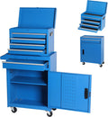 5 Drawers Tool Cart on Wheels with 1 Cabinet, Multifunctional Removable Rolling Tool Chest Storage Set, Tool Trolley Organizer Tool Box for Garage,Warehouse,Workshop,Repair Shop (Blue)