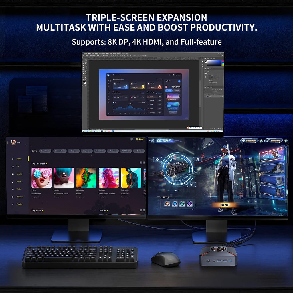 Mini PC Win 11 Pro, Mini Computers Core i9-12900HK (14C/20T, up to 5.0GHz) 32GB DDR4,DP/HDMI 8K/4K,2TB PCIe 3.0 SSD, WiFi 6, BT 5.2 Desktop Computers for Office & Business(32GB+2TB)