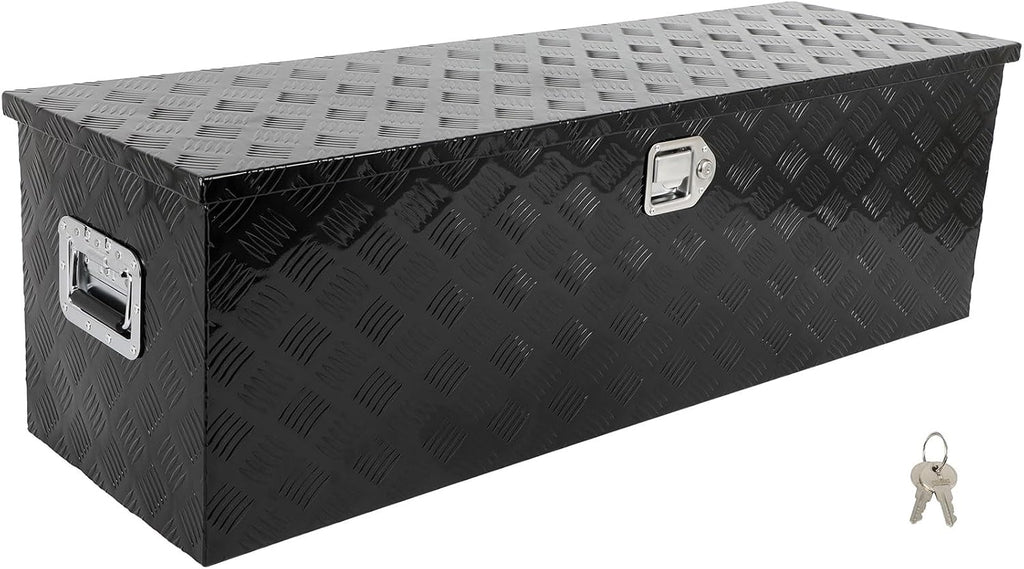 SCITOO 49 Inch Diamond Plate Aluminum Truck Bed Tool Box,Heavy Duty Crossover Storage for Most Full Size Pickups,Lockable Weatherproof Chest,Fits 49' Truck Beds,Easy Access to Load and Unload