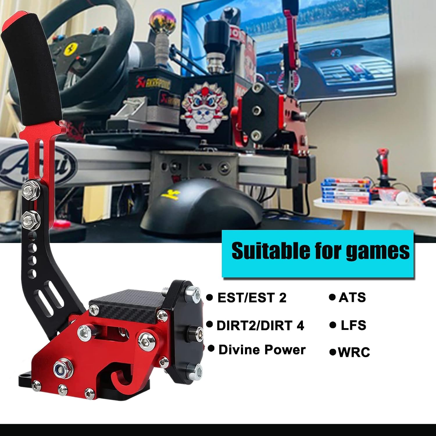 Obokidly Upgrade USB Handbrake Support G920 Compatible with Xbox ONE/Xbox ONE S for Simracing Game Sim Rig with Clamp Also Suitable for PC (Red)