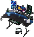 JWX 72' Height Adjustable Gaming Desk, 3-Zone Creator Workstation with Acrylic RGB Lighting, Keyboard Tray & Full Desk Mouse Pad, Dual Motor Sit Stand Desk for Streaming, Studio & Home Office