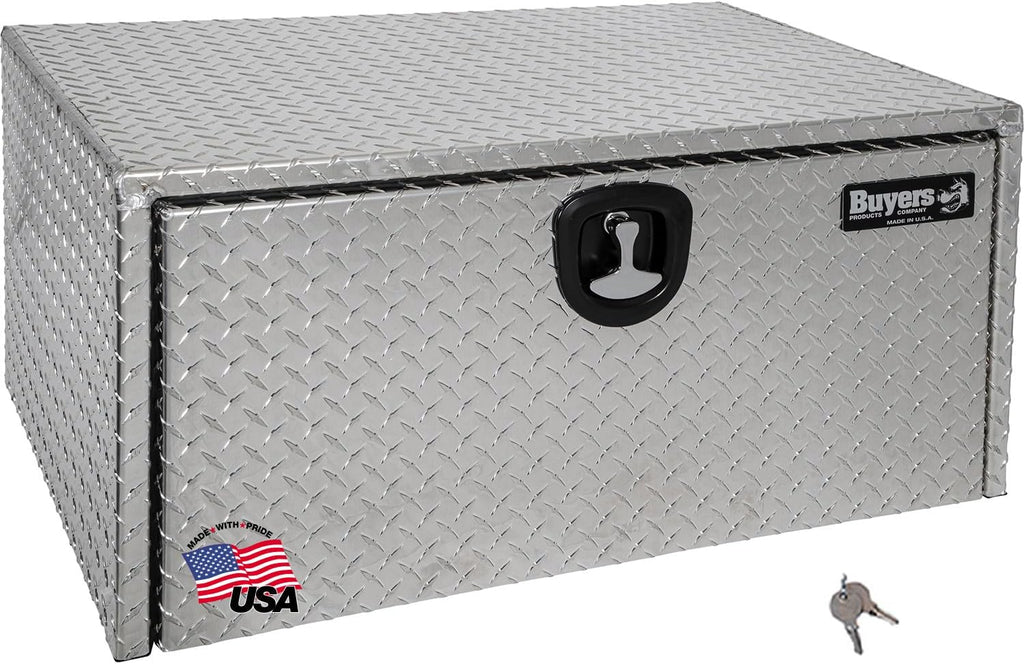 Buyers Products 1705119 Diamond Tread Aluminum Underbody Truck Tool Box, 18 x 24 x 36, Made in USA, .100 in. Thick, Corrosion-Resistant, Locking Compression Latch, Secure Storage for Work Trucks