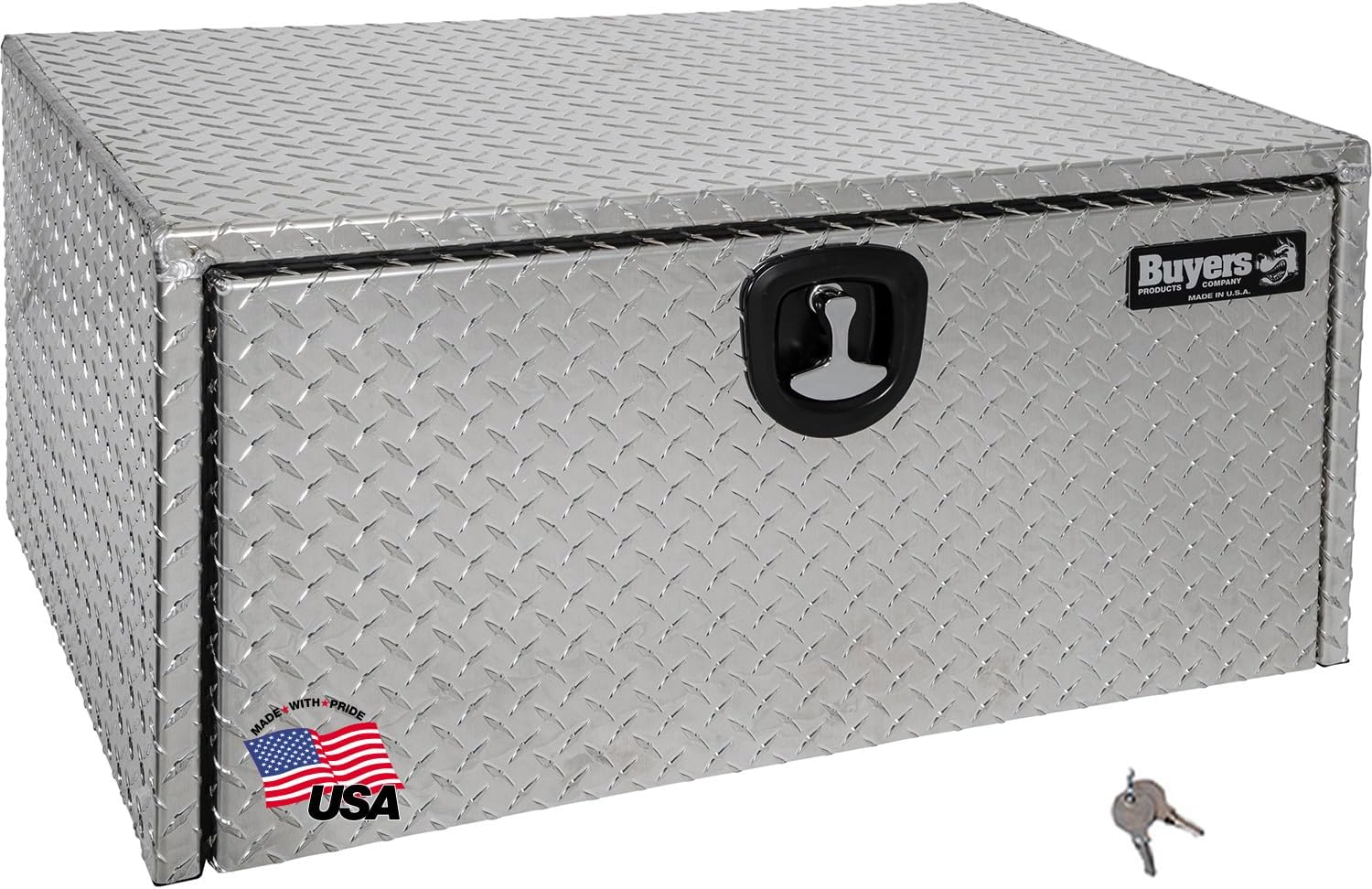 Buyers Products 1705119 Diamond Tread Aluminum Underbody Truck Tool Box, 18 x 24 x 36, Made in USA, .100 in. Thick, Corrosion-Resistant, Locking Compression Latch, Secure Storage for Work Trucks