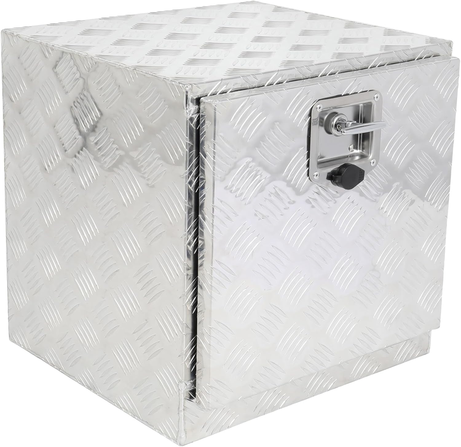 SCITOO 18 Inch Diamond Plate Truck Bed Tool Box,Heavy Duty Aluminum Crossover Storage for Most Full Size Pickups,Lockable Weatherproof Chest,Fits 18' Truck Beds,Easy Access to Load and Unload