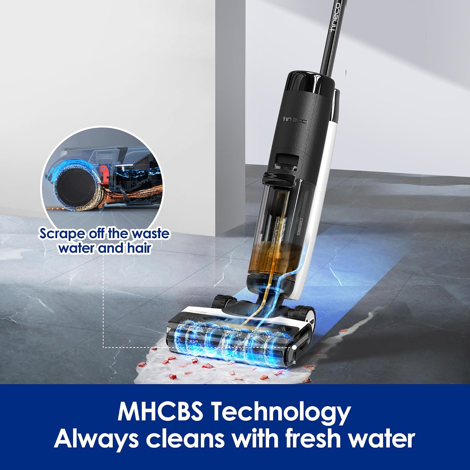 Tineco Floor ONE S7 PRO Cordless Wet Dry Vacuum Cleaner, Smart Floor Cleaner Mop for Hard Floors, Long Run Time, Dual-Sided Edge Cleaning, Self-Cleaning, Centrifugal Drying Process