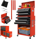 13 Drawers Tool Chest with Wheels,Large Capacity Tool Storage Cabinet with Tool Box, Locking Mechanical Tool Cart with Liner,Suitable for Garages, Warehouses-Black&Red