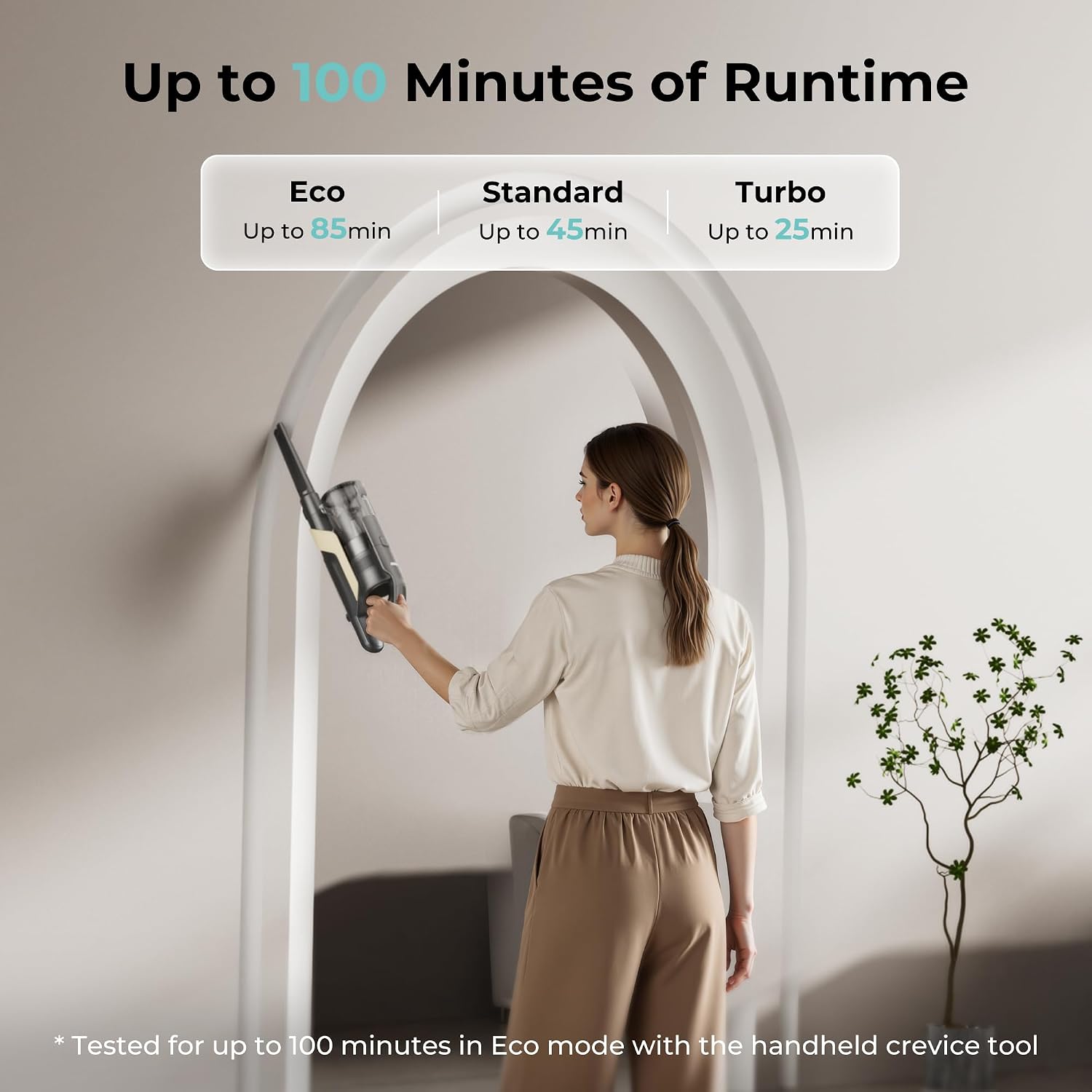 CANDY Cordless Stick Vacuum Cleaner, 650W/320AW Powerful Suction, Up to 100min, Flexi-Fold Tube, SmartSense Tech, LED Headlights, Pet Hair Pickup, Pet & Crevice Tools, for Hard Floor & Carpet, CVS60