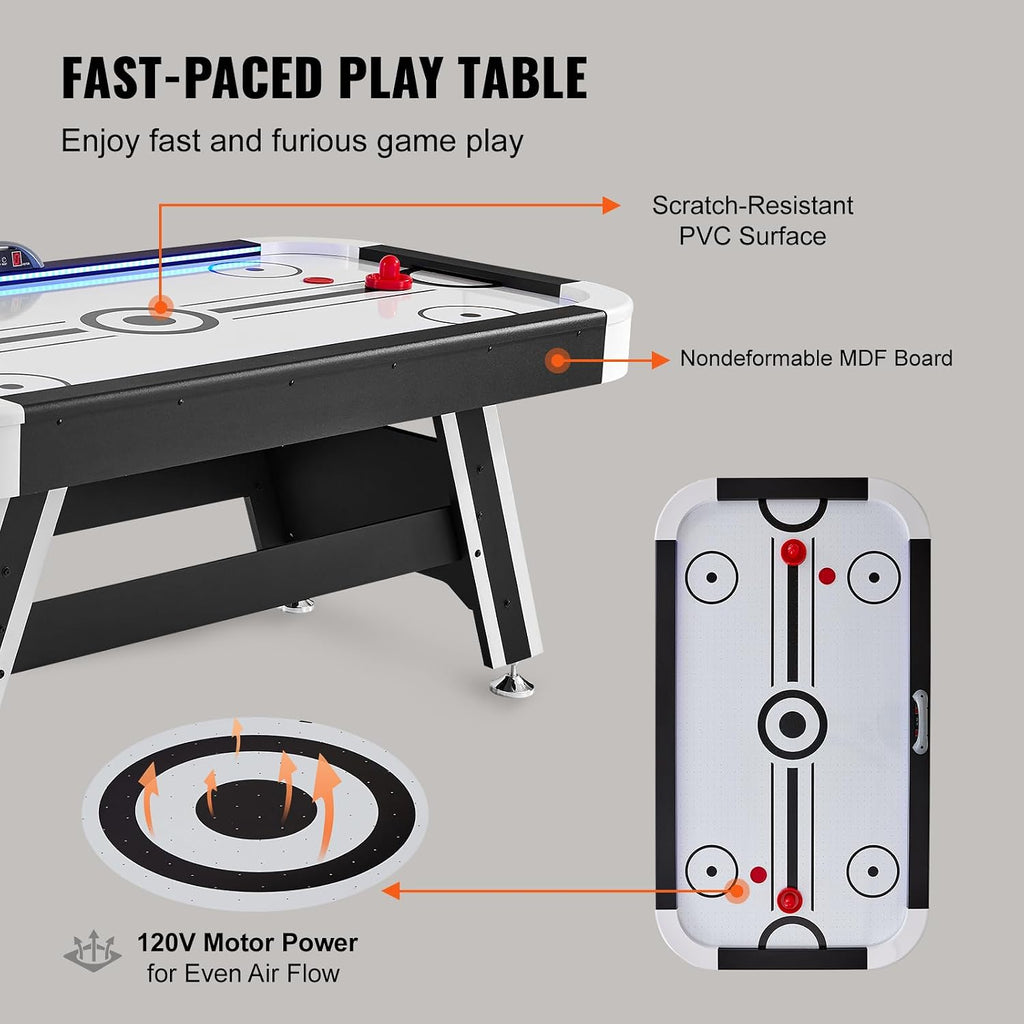 VEVOR 72' & 89' Air Hockey Tables w/LED Scoreboard, 88' 3-in-1 Multi-Game Table (Hockey/Billiards/Ping Pong) - Includes Pucks, Pushers & All Accessories for Game Room & Family | for Adult, Children, Elder