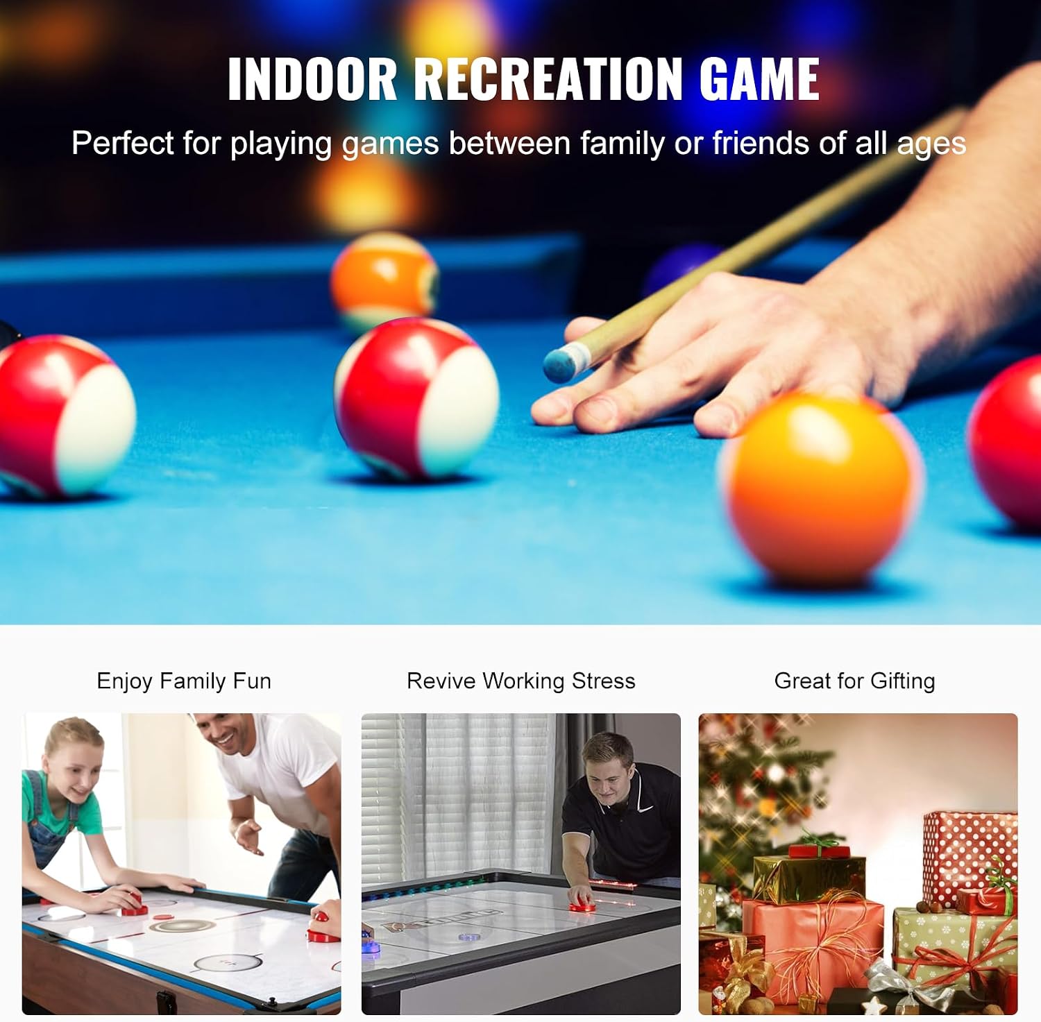VEVOR 72' & 89' Air Hockey Tables w/LED Scoreboard, 88' 3-in-1 Multi-Game Table (Hockey/Billiards/Ping Pong) - Includes Pucks, Pushers & All Accessories for Game Room & Family | for Adult, Children, Elder