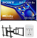 SONY K55XR80M2 55 Inch Bravia 8 QD-OLED 4K HDR Google TV with a Walts Large/Extra Large Full Motion Mount for 43'-90' TVs and Amber Protection 3-Outlet-Surge Surge Protector (2025)