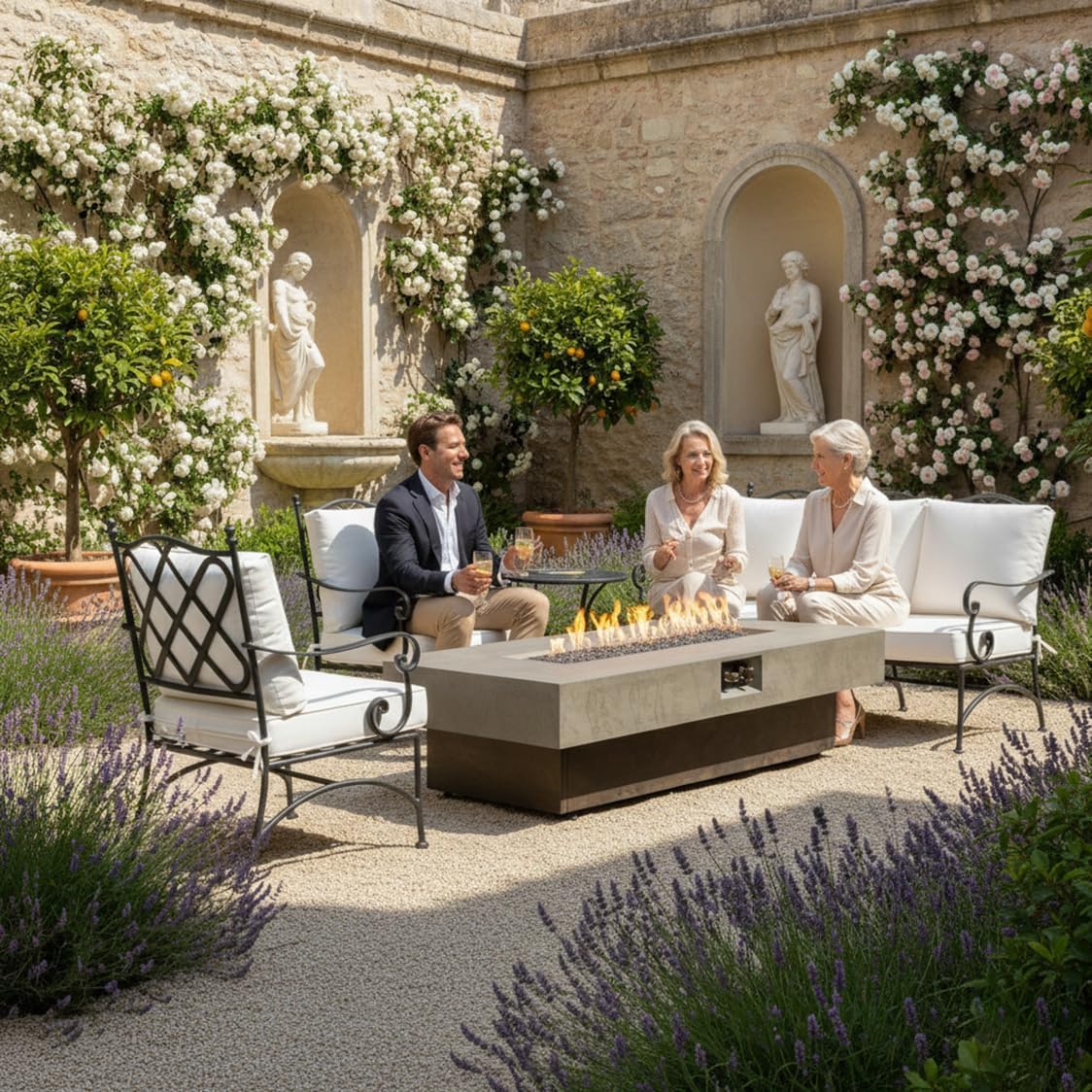 Outdoor Fire Pit Table Propane Gas Fire pits Outdoor Fireplaces 54'' Rectangular Firepit Table, 50,000 BTU Fire Table for Patio Set, Three Options of Assembled Hight Grey.