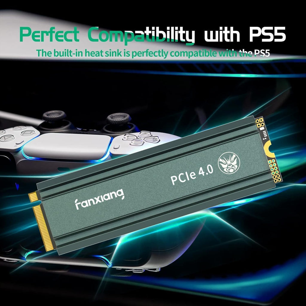fanxiang S660 PCIe 4.0 4TB NVMe M.2 SSD for PS5 with Heatsink, Up to 5000MB/s, Internal Gaming SSD NAND SLC Cache Suitable for PS5 Enthusiasts, Technology Enthusiasts, IT Professionals