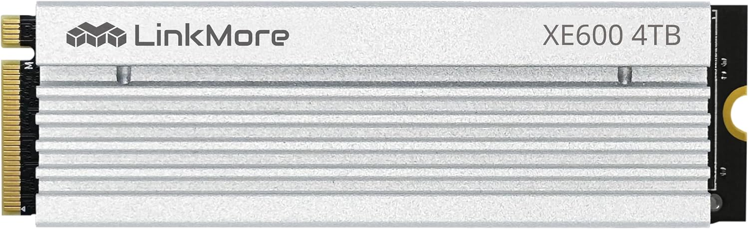 LinkMore XE600 4TB M.2 2280 SSD, PCIe Gen4 NVMe Internal Gaming Solid State Drive with Heatsink, Up to 7200 MB/s, Compatible with PlayStation 5, PS5