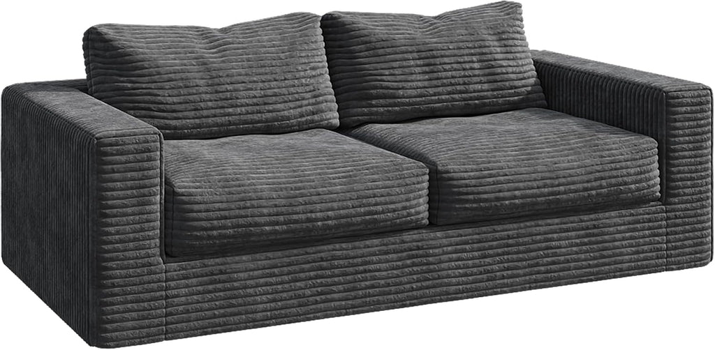 WLIVE 82'' Boneless Loveseat, Couches for Living Room, Bean Bag Couch for Adults, with Pillows, Giant Floor Couch, Plush Sofa, Grey, Loveseat