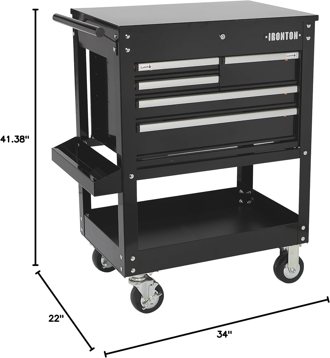Ironton 30in. 5-Drawer Mechanic's Tool Cart - 33-7/8in.L x 17-5/8in.W x 39-1/8in.H, 700-Lb. Capacity