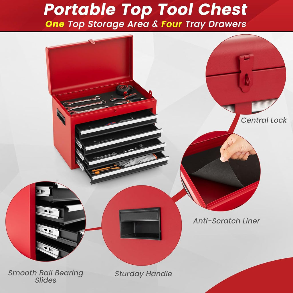 ERGOMASTER Tool Chest Heavy Duty Rolling Tool Box with Cabinet 5-Drawer for Lockable & Removable Cabinet for Garage and Workshop - Multicolor