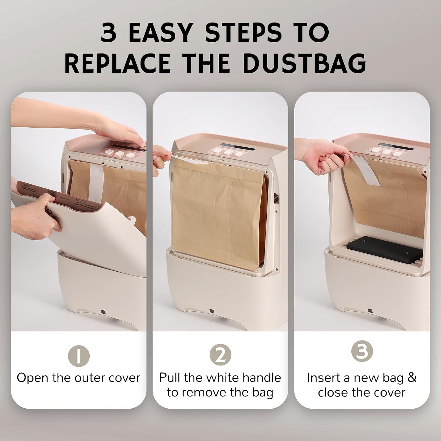 AIRTHEREAL T1 Plus Touchless Vacuum with 6-Pack Disposable 4.7L Dust Bags, Pull-and-Toss Design, Ideal Electric Dustpan for Home, Household Owner