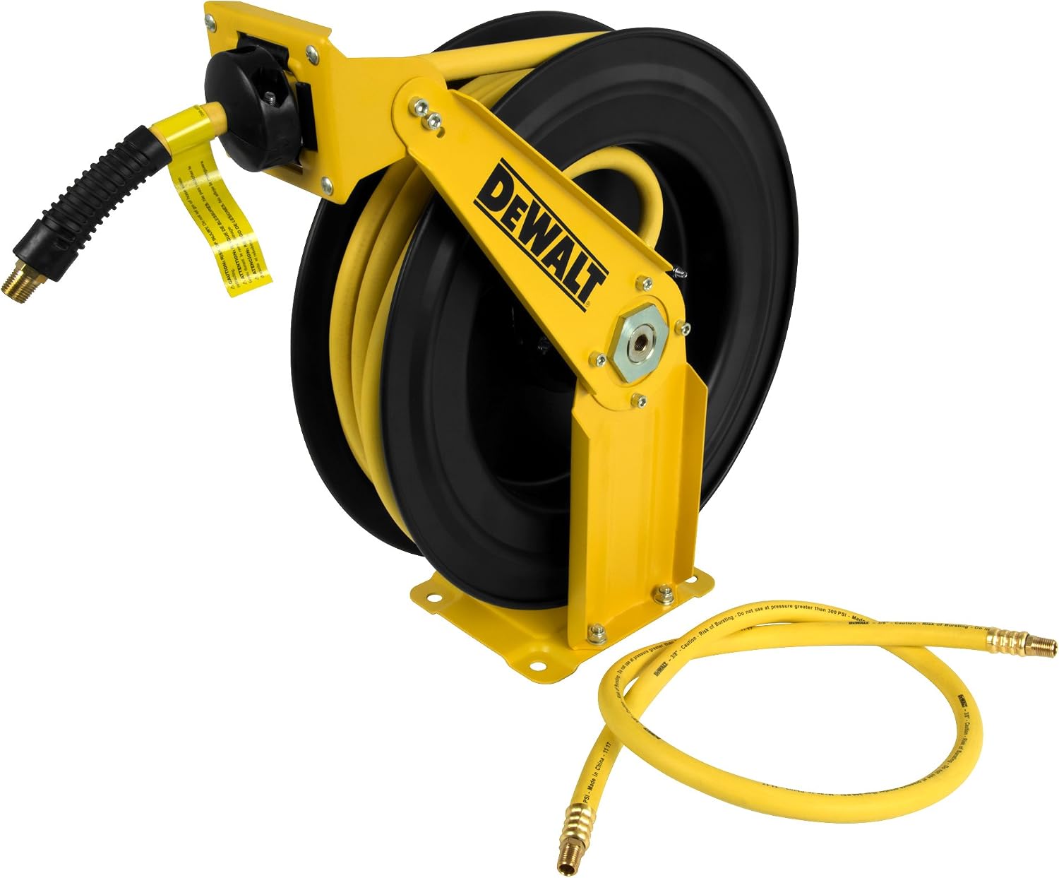 DeWalt DXCM024-0343 Double Arm Hose Reel with 3/8' x 50' Premium Rubber Hose & ColorFit by Milton Coupler & Plug Kit - (M-Style, Red) - 1/4' NPT, (14-Piece) - S-314MKIT