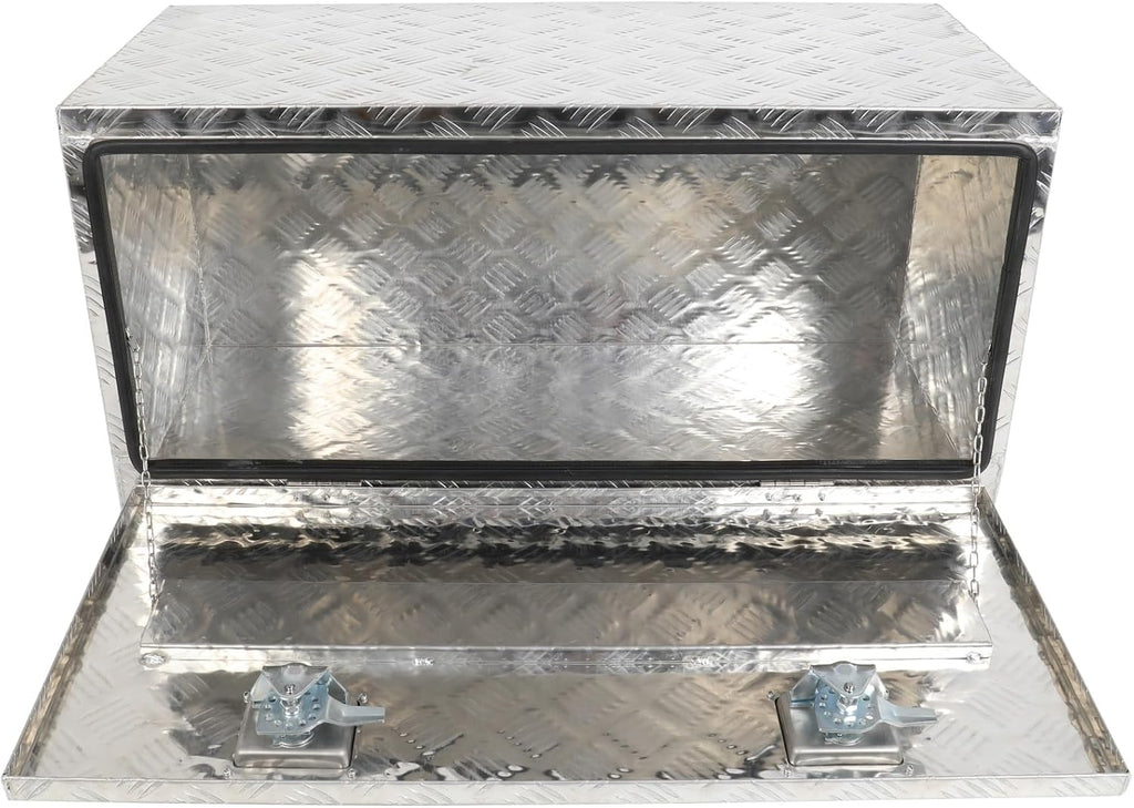 SCITOO 36 Inch Heavy Duty Truck Bed Tool Box,Aluminum Crossover Storage for Most Full Size Pickups,Lockable Weatherproof Diamond Plate Chest,Fits 36' Truck Beds,Easy Access to Load and Unload