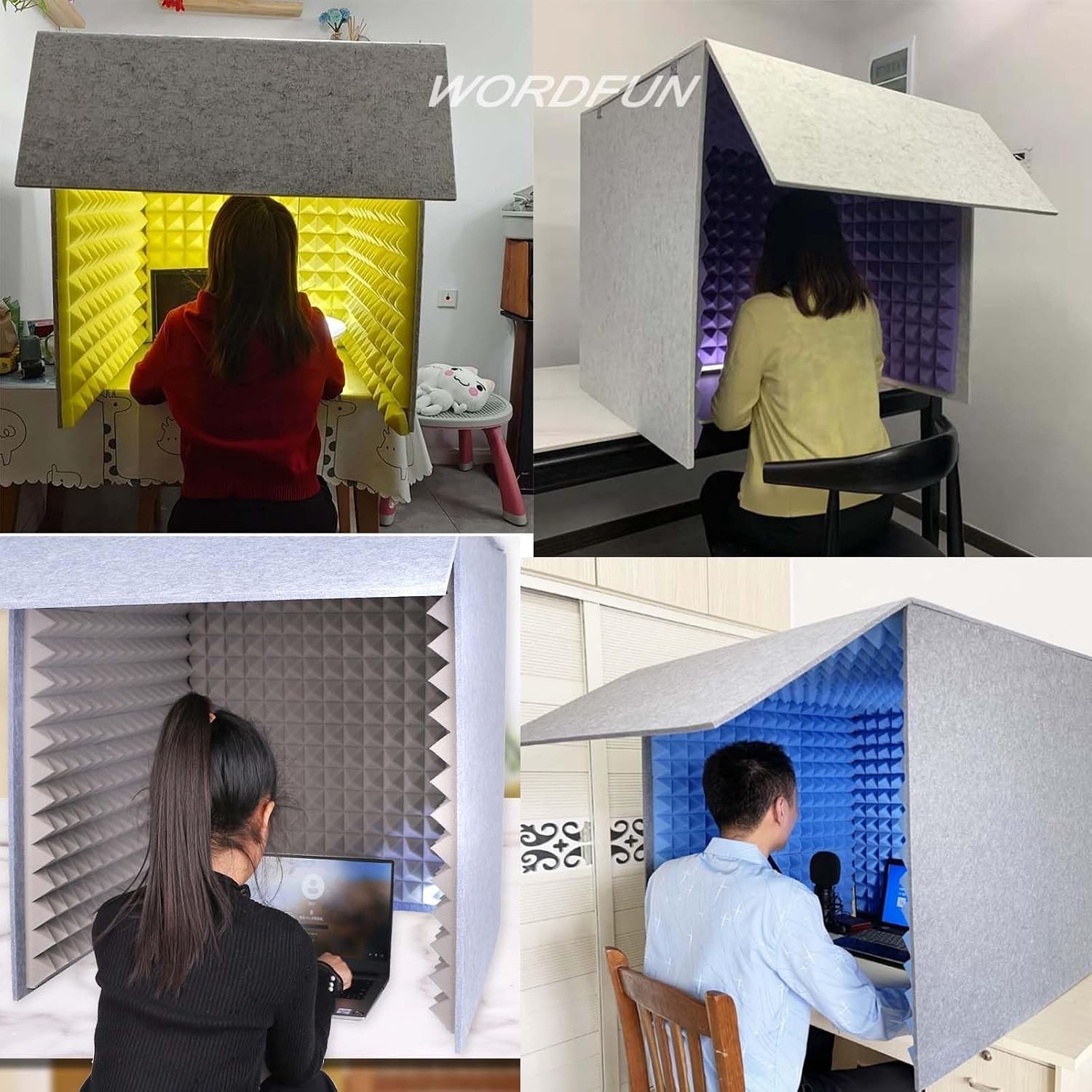 WORDFUN Sound Isolation Room for Home Studio, Portable Sound Recording Vocal Booth Box, Studio Equipment, Vocal Absorbing Shield, Microphone Shield for Podcasts Singing Gaming and Broadcasting