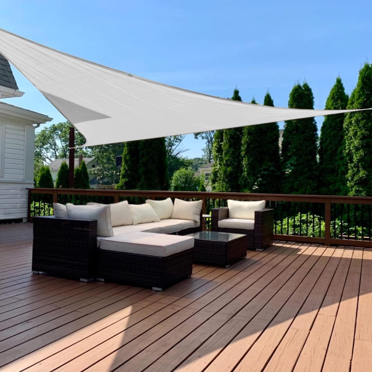 Quictent Large Triangular Sun Shade Sail 24x24x24ft with Hardware Kit, 185GSM HDPE Heavy Duty Top Cover Canopy 98% UV Block for Outdoor Patio Garden Deck Yard (Gray)
