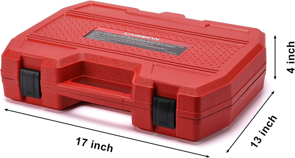 CASOMAN 1/2-inch 70 Pieces Impact Socket Master Set, SAE & Metric from 5/16'-1-1/4',8-24mm, Shallow/Deep Socket with Ratched Hand, Extension Bar and Adapters