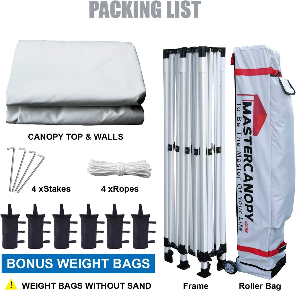 MASTERCANOPY Heavy Duty Pop-up Canopy Tent with Sidewalls (10x20,White)