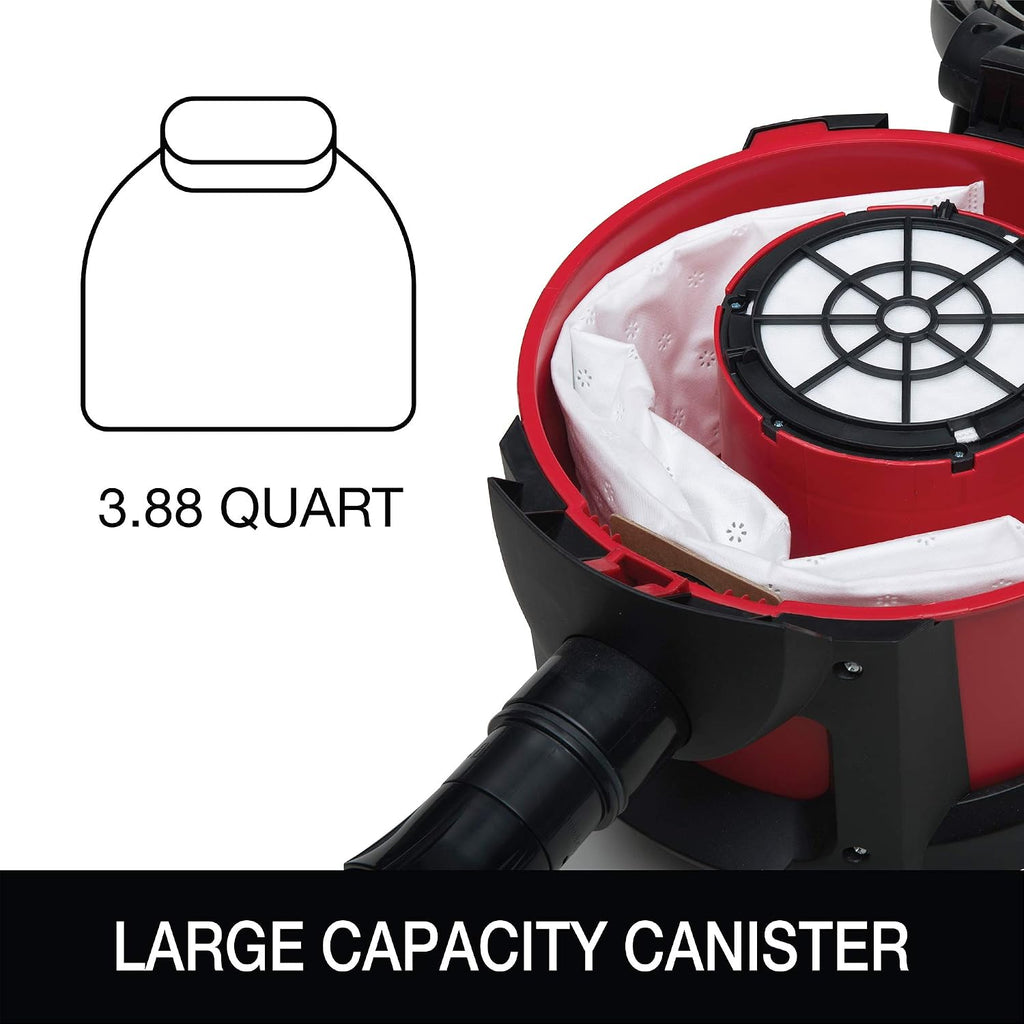 Sanitaire SC3700A Quiet Clean Canister Vacuum, Red/Black, 9.0 Amp, 11' Cleaning Path.