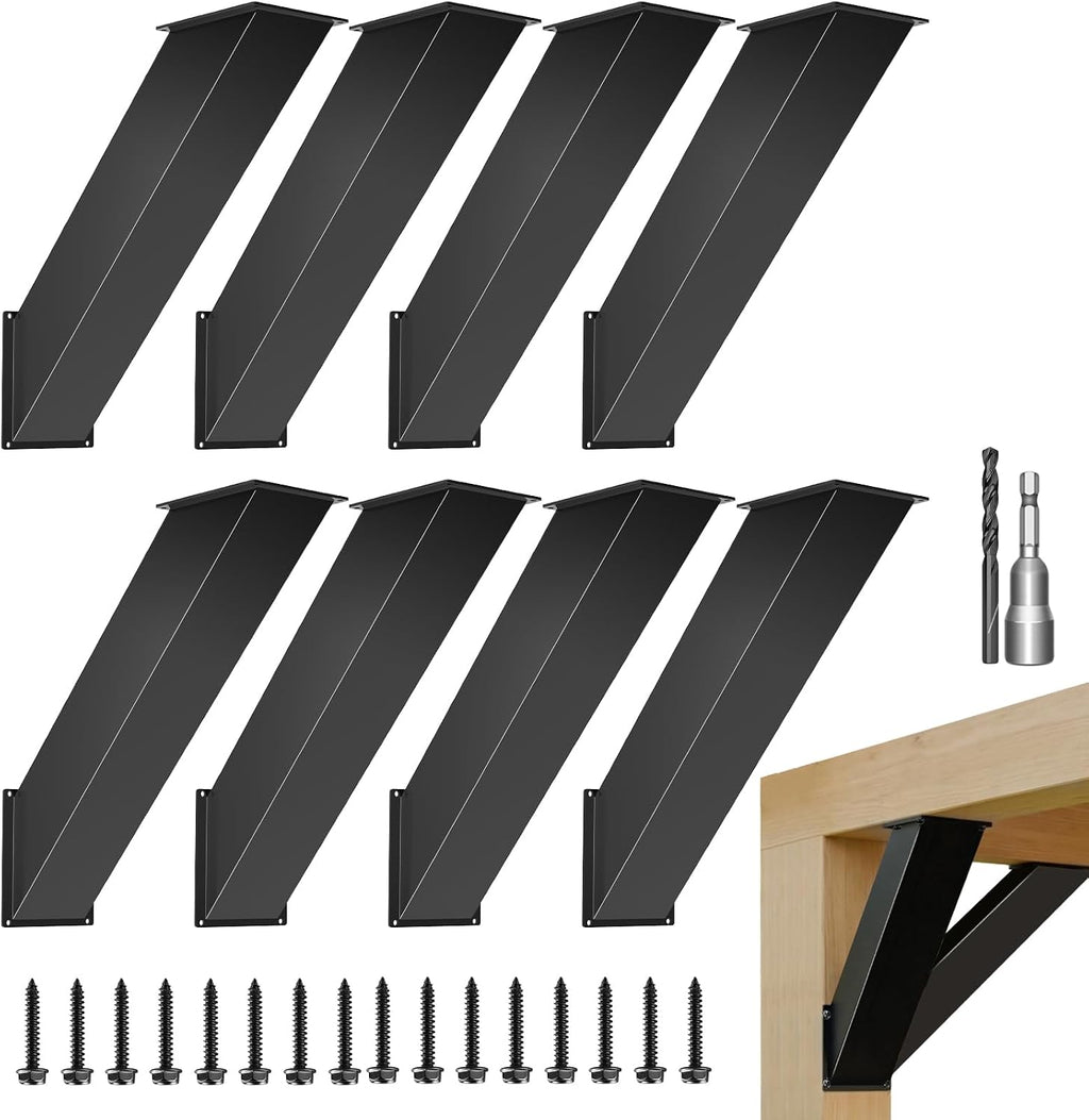 Heavy Duty 4''x4'' (Actual: 3.2''x3.2'') Integrated Arc 45° Angle Support Bracket for Gazebos, Decks, Porches (8 Pack, 4'X4')