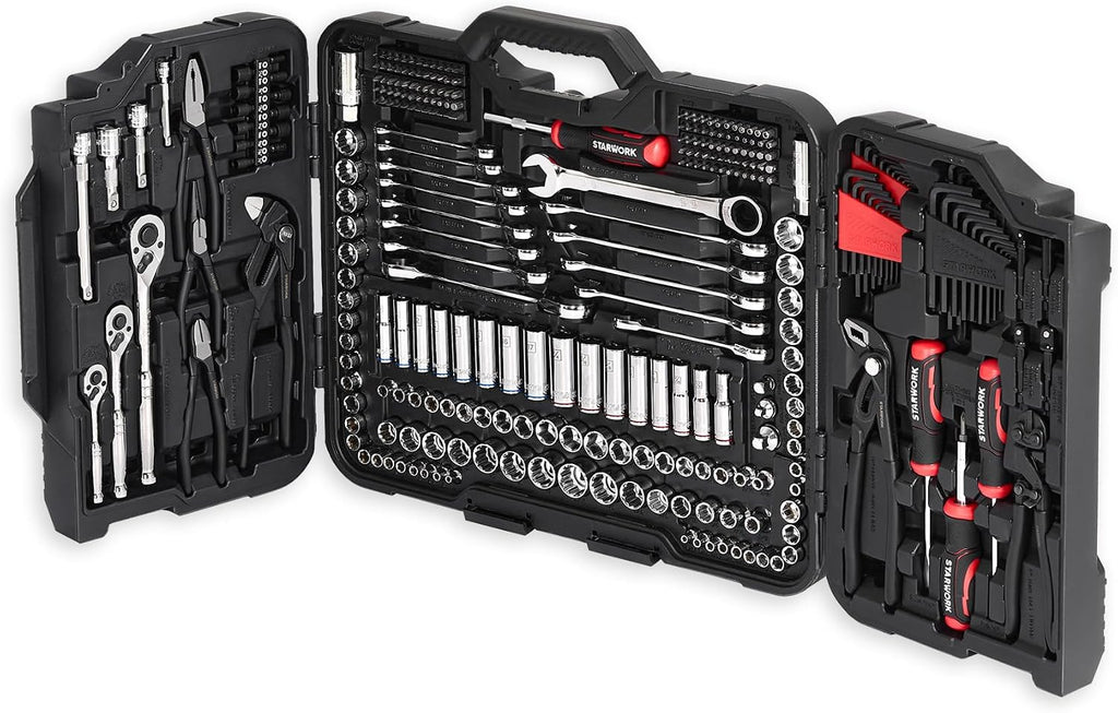 STARWORK TRUE MECHANIC 312-Piece Mechanics Tool Set and Socket Set, Professional, SAE/Metric, Mirror-Finish Sockets & Ratchet Wrenches